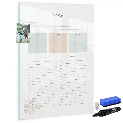 Magnetisch glazen memobord voor aan de muur planner voor vandaag