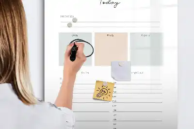Magnetisch glazen memobord voor aan de muur planner voor vandaag