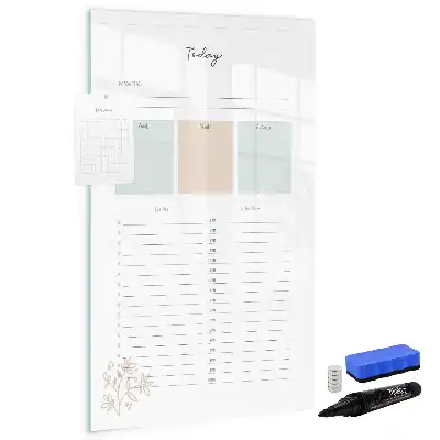Magnetisch glazen memobord voor aan de muur planner voor vandaag