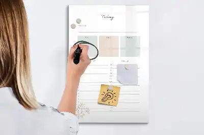 Magnetisch glazen memobord voor aan de muur planner voor vandaag