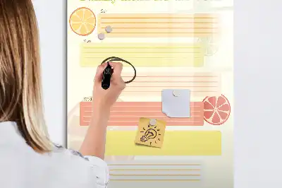 Glazen magneetbord met decoratieve print menuplanner