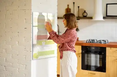 Glazen magneetbord met decoratieve print menuplanner