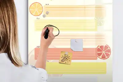 Glazen magneetbord met decoratieve print menuplanner