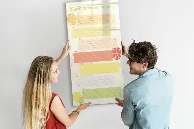 Glazen magneetbord met decoratieve print menuplanner