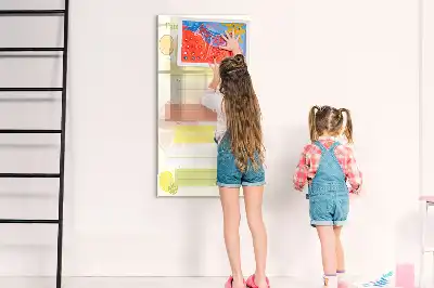 Glazen magneetbord met decoratieve print menuplanner