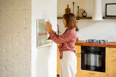 Glazen magneetbord met decoratieve print menuplanner