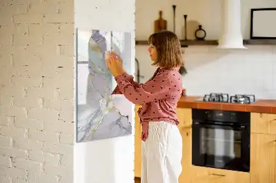 Magnetisch glazen memobord voor aan de muur met decoratief marmerdesign