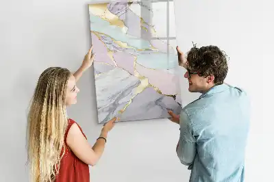 Magnetisch glazen memobord voor aan de muur met decoratief marmerdesign