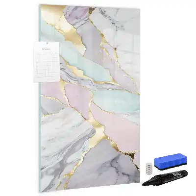 Magnetisch glazen memobord voor aan de muur met decoratief marmerdesign