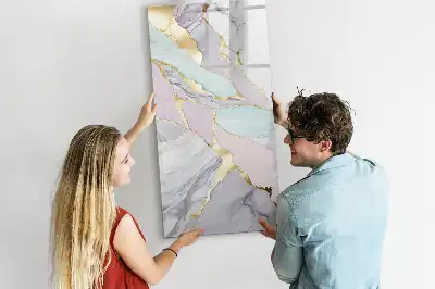 Magnetisch glazen memobord voor aan de muur met decoratief marmerdesign