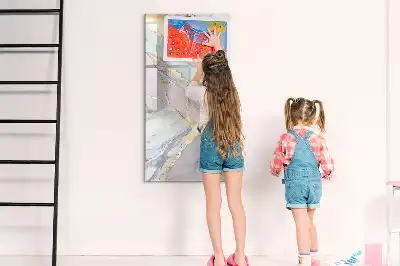 Magnetisch glazen memobord voor aan de muur met decoratief marmerdesign