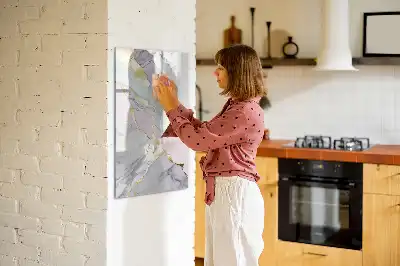 Magnetisch glazen memobord voor aan de muur met decoratief marmerdesign