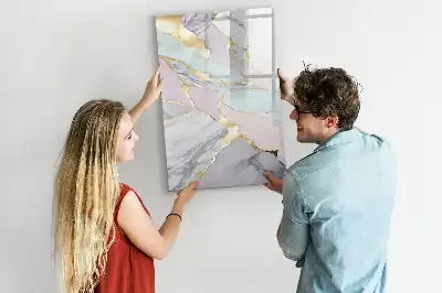 Magnetisch glazen memobord voor aan de muur met decoratief marmerdesign