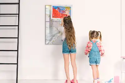 Magnetisch glazen memobord voor aan de muur met decoratief marmerdesign