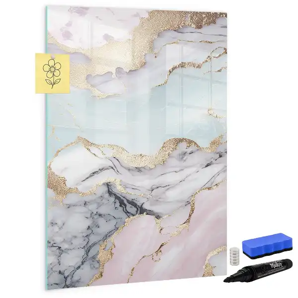 Glazen magneetbord met decoratieve print marmer
