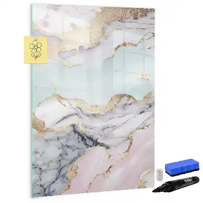 Glazen magneetbord met decoratieve print marmer