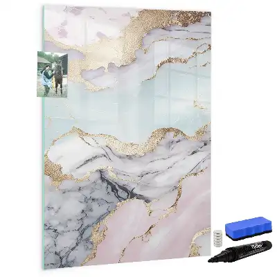 Glazen magneetbord met decoratieve print marmer