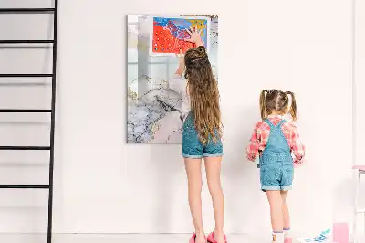Glazen magneetbord met decoratieve print marmer
