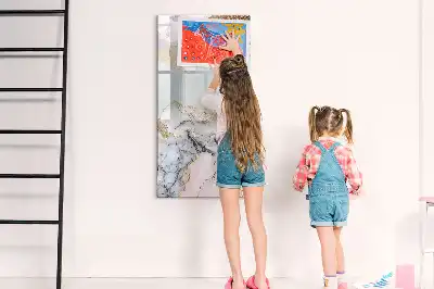Glazen magneetbord met decoratieve print marmer