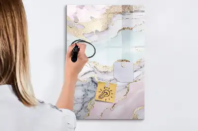 Glazen magneetbord met decoratieve print marmer
