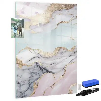Glazen magneetbord met decoratieve print marmer