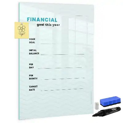 Financiële planner magnetisch memobord van glas voor aan de muur