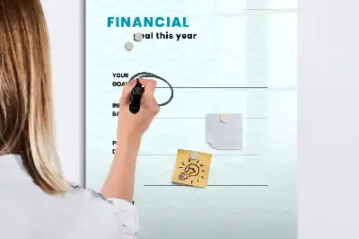 Financiële planner magnetisch memobord van glas voor aan de muur