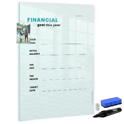 Financiële planner magnetisch memobord van glas voor aan de muur