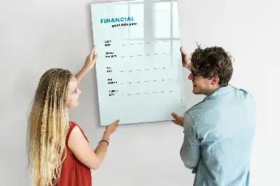 Financiële planner magnetisch memobord van glas voor aan de muur