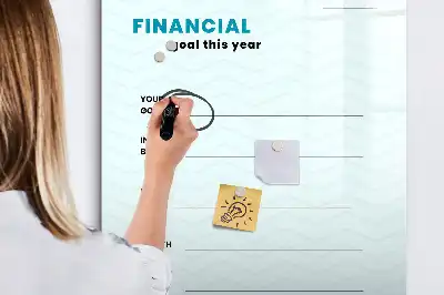 Financiële planner magnetisch memobord van glas voor aan de muur