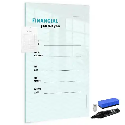Financiële planner magnetisch memobord van glas voor aan de muur
