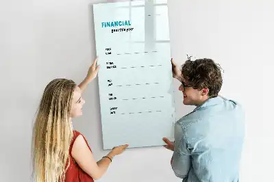 Financiële planner magnetisch memobord van glas voor aan de muur