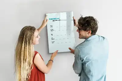 Financiële planner magnetisch memobord van glas voor aan de muur