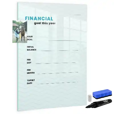 Financiële planner magnetisch memobord van glas voor aan de muur
