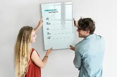 Financiële planner magnetisch memobord van glas voor aan de muur