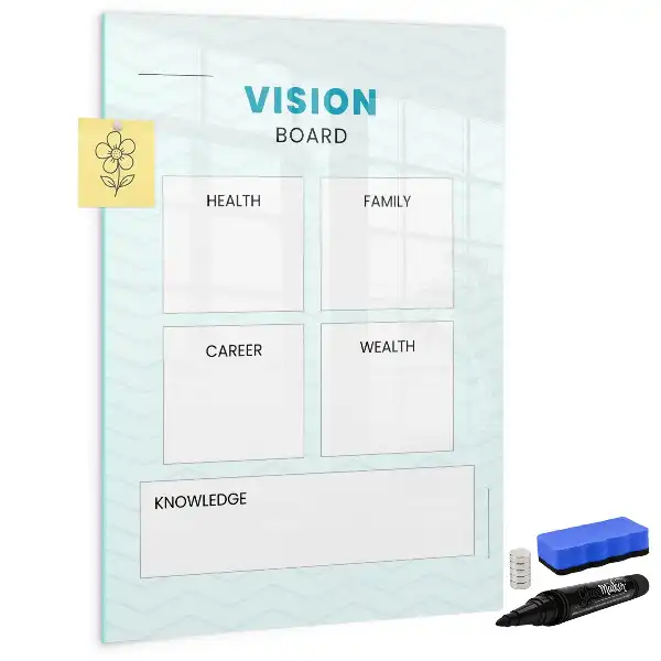 Gezondheidsplanner glazen magneetbord met decoratieve print