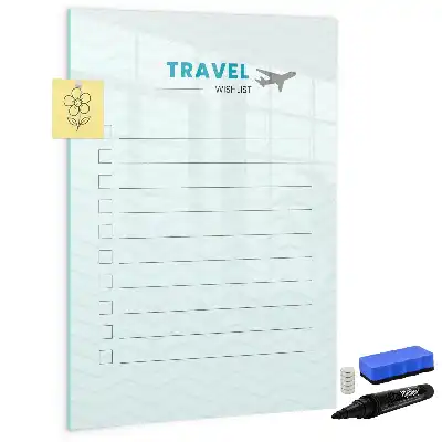 Magnetisch glazen memobord reisplanner voor aan de muur