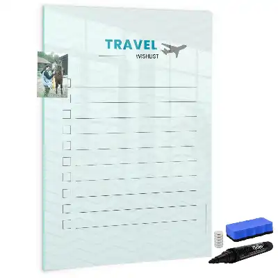 Magnetisch glazen memobord reisplanner voor aan de muur