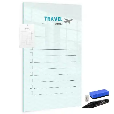 Magnetisch glazen memobord reisplanner voor aan de muur