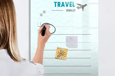 Magnetisch glazen memobord reisplanner voor aan de muur