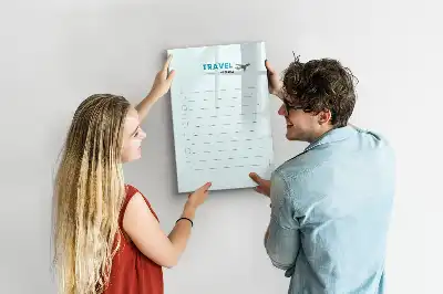 Magnetisch glazen memobord reisplanner voor aan de muur