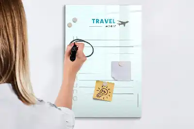 Magnetisch glazen memobord reisplanner voor aan de muur
