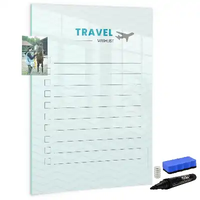 Magnetisch glazen memobord reisplanner voor aan de muur