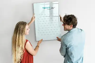 Magnetisch glazen memobord reisplanner voor aan de muur