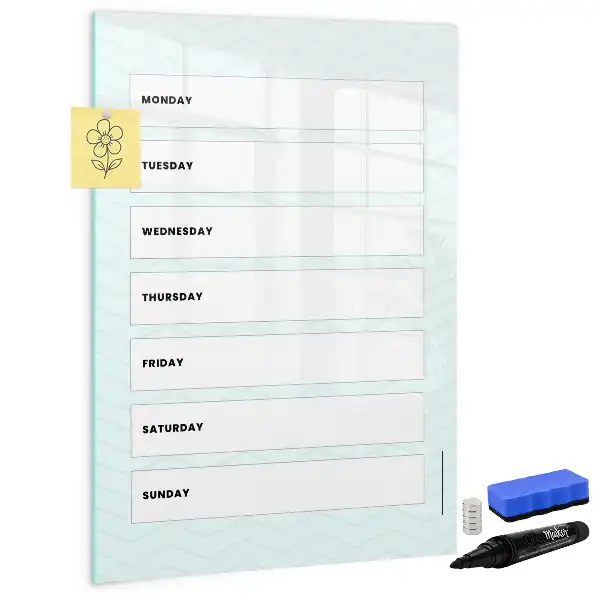 Weekplanner glazen magneetbord met decoratieve print