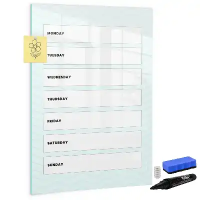 Weekplanner glazen magneetbord met decoratieve print