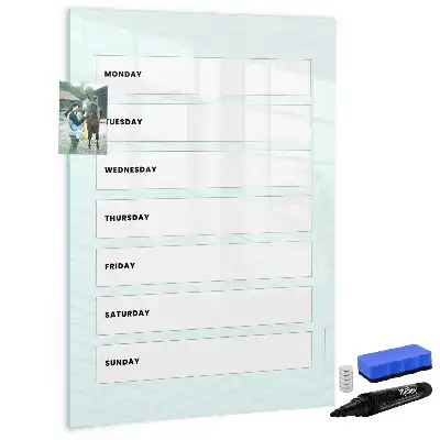 Weekplanner glazen magneetbord met decoratieve print
