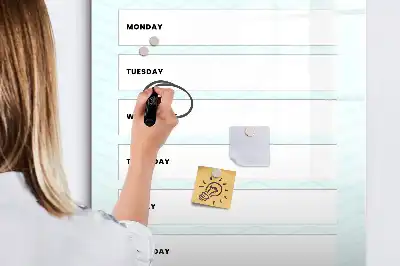 Weekplanner glazen magneetbord met decoratieve print