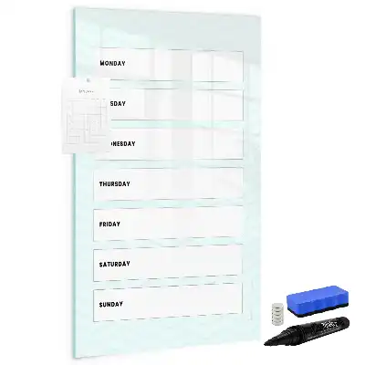 Weekplanner glazen magneetbord met decoratieve print