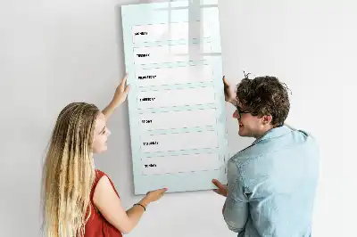 Weekplanner glazen magneetbord met decoratieve print